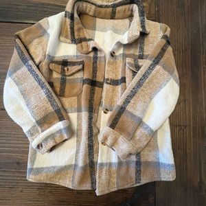 Boys brown plaid coat - like new!